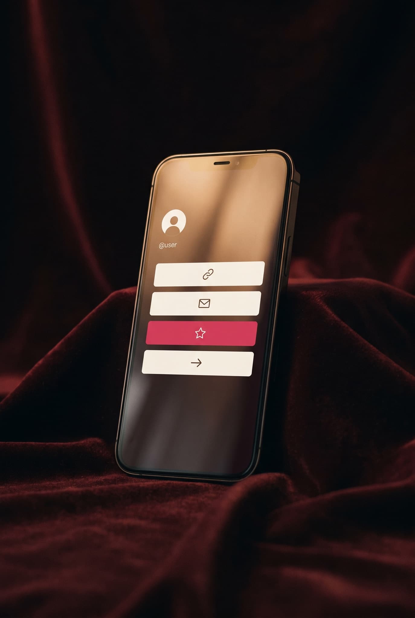 A phone showing a link in bio page with tickets and donate links